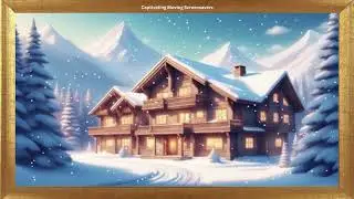 House Has Lit Windows | Falling Snow | 4K Framed Art | No Sound Video