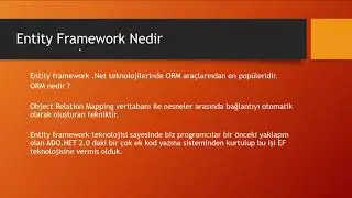 2 - Entity Framework Nedir / Yaklaşımları nelerdir