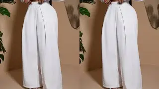 How to cut and sew a pleated palazzo trouser|No pattern drafting |Beginners friendly tutorial 