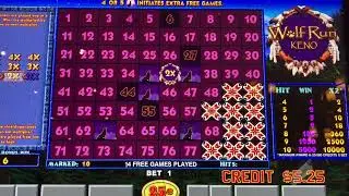 NEW GAME! LOTS OF FREE BONUS GAMES! BONUS WIN! Wolf Run Keno! Live Keno Play at Casino!