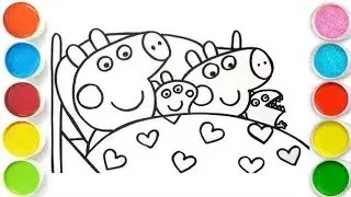 Peppa Pig and George Bed Drawing, Painting & Coloring For Kids and Toddlers_ Kids Art