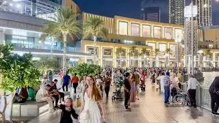 Night Walk at Dubai Fountain and Mall | 4K HDR