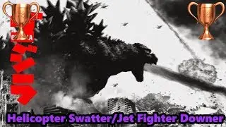 Godzilla- Helicopter Swatter/Jet Fighter Downer Trophies