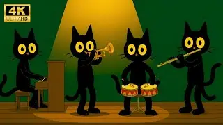 Black Cats Moonlit Balcony Rain Jazz &mdash; The Most Relaxing Deep Bass for Work & Reading &mdash; Soft Glow