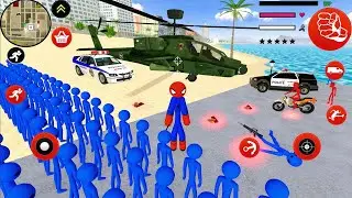 Amazing Spider-Stickman Rope Hero Military Helicopter #4 - Android Gameplay