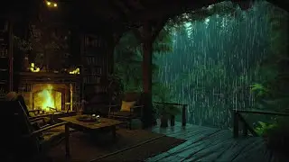 Achieve Inner Peace with Rain & Fire Place In Cozy Wooden Cabin 🛖  Feel Rejuvenated with the Rain