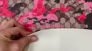 Fashion Gucci With Camouflage Leather Fabric For Handmade Shoes, Upholstery Goods By Yard(Red)