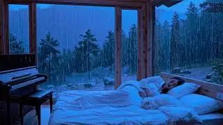 Fall Asleep in Minutes 😴 Heavy Rain at a Luxury Villa Window (Night Ambience ASMR)