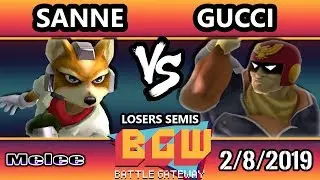 Battle Gateway 24 SSBM - Sanne (Fox) Vs. Gucci (Captain Falcon) Smash Melee Losers Semis