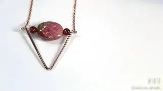 Mary Triangle Pendant, Watermelon Tourmaline & Garnet, 18k Rose Gold, Ladies Necklace, 2021-072