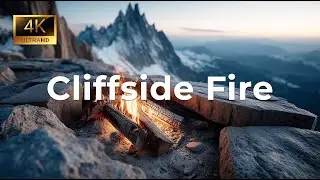 Campfire High in the Mountains 4K - Crackling Fire and Gentle Wind