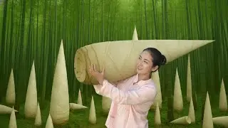 Harvesting 1,000+ Bamboo Shoots Deep in the Forest and Bringing Them to the Market for Sale