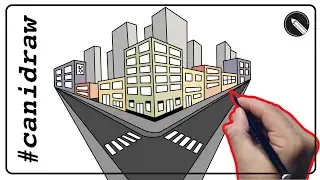 How to Draw 2 Point City Perspective Step by Step ✍🏼 Easy Tutorial For Beginners