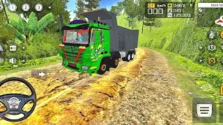 INDIAN TRUCK DRIVING BUS SIMULATOR | INDONESIA MOUNTAIN ROAD | BHARAT BENZ 12X12 TRUCK DRIVING