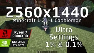 Ryzen 7 9800X3D & RTX 5070 OC | Minecraft 1.21.1 Cobblemon | Ultra settings | 2560x1440