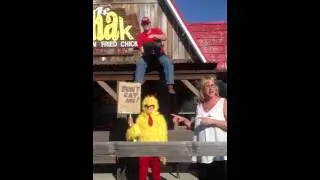 ALS ice bucket challenge...in a chicken suit