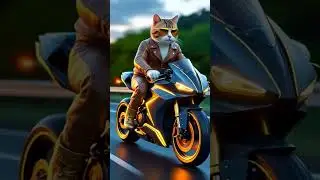😺 Billi Racing Bike Par Mast Ride | Funny Cat Cartoon Video | Kids Animation#trendingshorts #ai