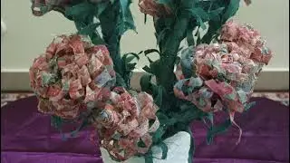 Craft: Flower making from waste clothes