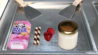 ASMR - how to make Strawberry biscuits and chocolate wafer ice cream rolls | Satisfied Food ASMR