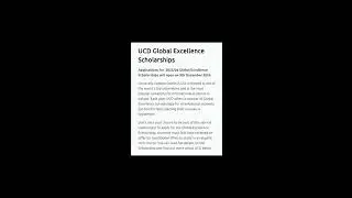 🇮🇪UCD Global Excellence Scholarship university College Dublin UCD in Ireland #scholarship #irlanda