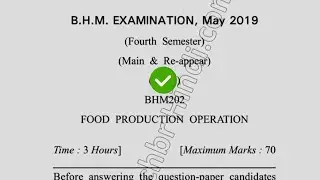 2019 Dcrust BHM 4th Sem Food Production Operation Question Paper