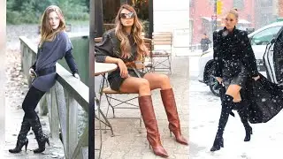 Jubliant & bold leather & latex long thigh high heel boots