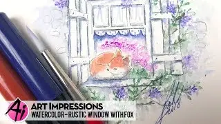Ai Watercolor - Rustic Window with Fox
