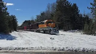 ELS 503 SD40 Powering Through Fresh Snow On The First Day Of Spring! #trains #trainvideo #trainhorn