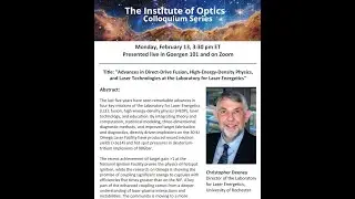 LLE Director Chris Deeney Presents: Advances in Direct-Drive Fusion, High-Energy-Density Physics...