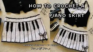 Crochet Piano Skirt 🎹 | Beginner friendly | No color changes 🖤 | 2 out of 2 piano skirt tutorials 🗝️