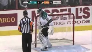 Mike Richards disallowed goal and Sharks vs Flyers Shootout