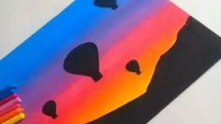 Como Dibujar Atardecer Con Globos Aerostáticos / Mary Suárez