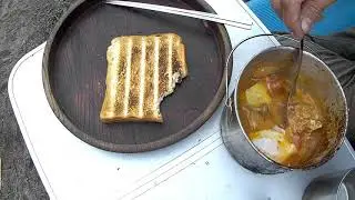 【バイクキャンプ】トライアンフ 焼きトンとトマトシチュー | Moto Camping | YAKI-TON | Pork Tomato Stew | Triumph Scrambler 900|