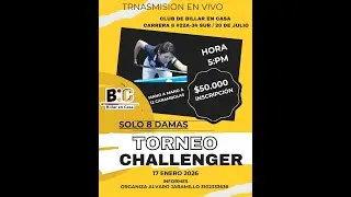 TORNEO CHALLENGER FEMENINO Billar en casa RECONOCIMIENTO DE MESA