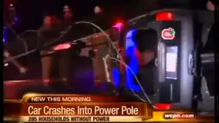 Car crashes into pole