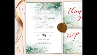 410-Greenery Wedding Template Kit, Boho Wedding Stationery Bundle, Wedding Invitation Set,