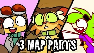 3 MAP PARTS: I Love u, Meet me in the Woods, Dango Daikazoku (Psychonauts OCs)