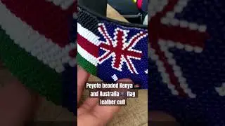 Peyote stitch beadwork on handmade leather cuffs.