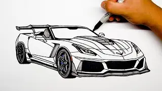 How to draw a car - Chevrolet Corvette ZR1 - Step by step #1