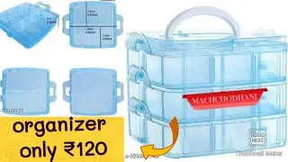 🩷Jewellery organizer under ₹150😍 # meesho plastic box 3 layer 18 grid earrings storage #organizer