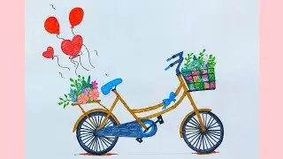 How to draw a bicycle easy🚲🎋H2 Art 🎨
