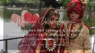 Beautiful Red handwork Lehenga with Kaleeras for Barbie & Shervani for Ken doll.. @dollupbyella1282