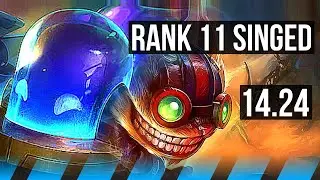 SINGED vs ZIGGS (MID) | 1300+ games, Rank 11 Singed | NA Grandmaster | 14.24