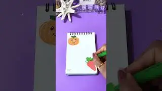 Easy Notebook Painting | Pumpkin & Carrot 🎃🥕 #diy #diynotebook #art #notebookdecoration