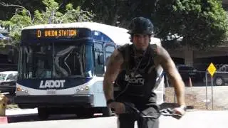 LADOT EL DORADO BUS AND LACMTA NABI BUS NEAR UNION STATION IN LOS ANGELES
