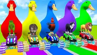Paint Animals Duck,Tiger,Cow,Lion,Buffalo,Gorilla,Elephant,Dinosaur Fountain Crossing Animal Game Ne
