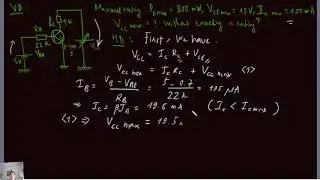 Example : Calculate the power rating of a npn transistor, DC regime [K-class]