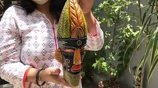 Blue & Green Tribal Mask 12 in | Wall Decor | Apkamart