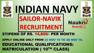 Indian Navy Sailor (Navik) Notification 2019 -  400 vacancies