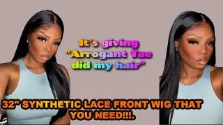 32'' pre plucked Synthetic Lace Front Wig under $50 || Shaday wig